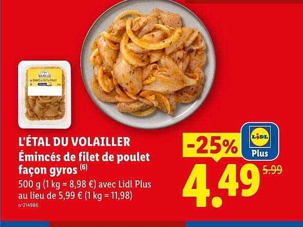 L'ÉTAL DU VOLAILLER Émincés de filet de poulet façon gyros