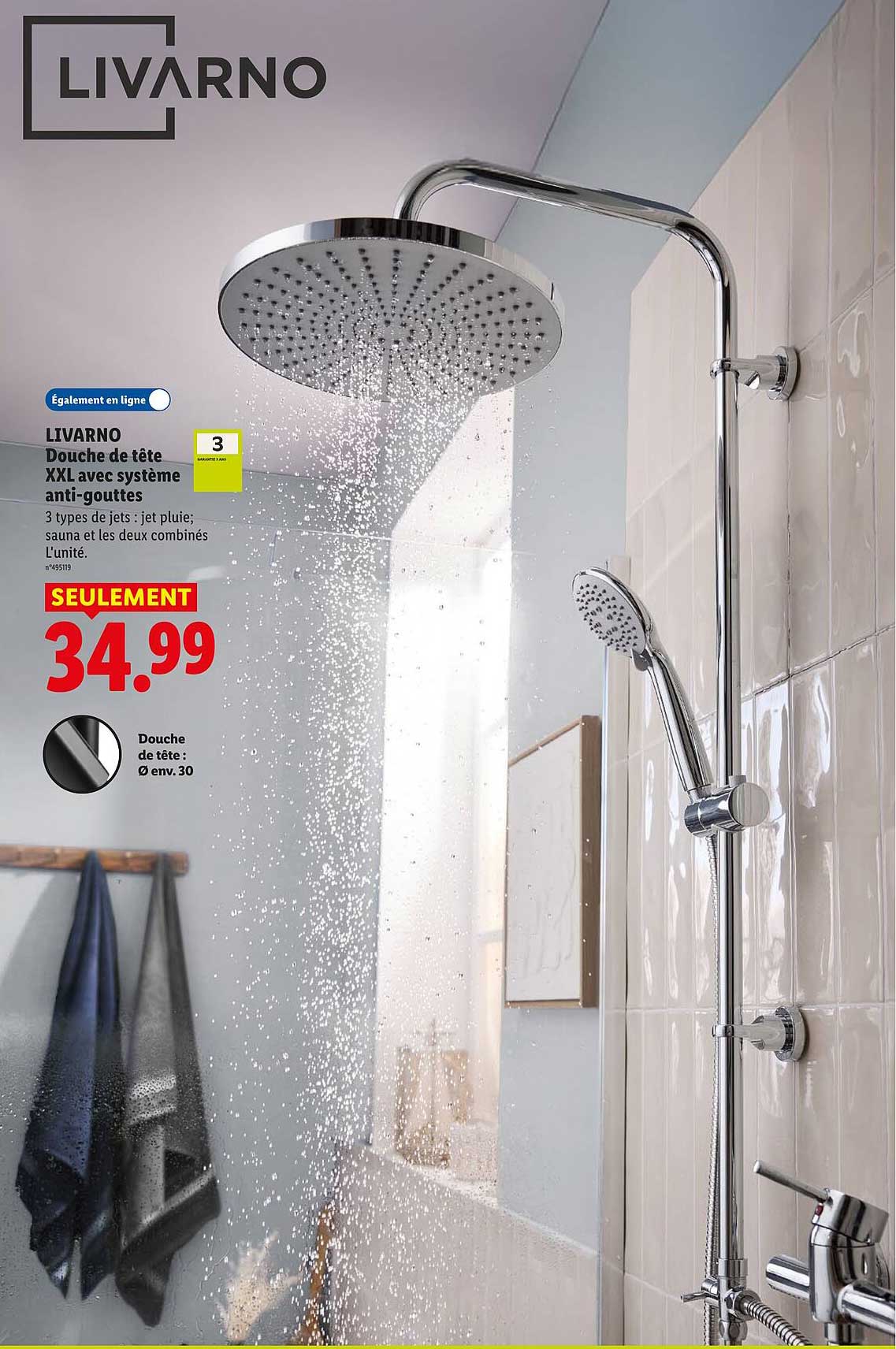 LIVARNO Douche de tête XXL avec système anti-gouttes