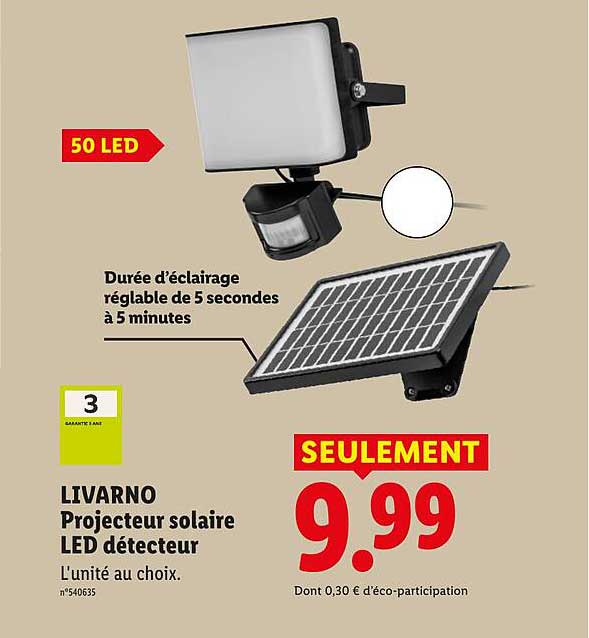 LIVARNO Projecteur solaire LED détecteur