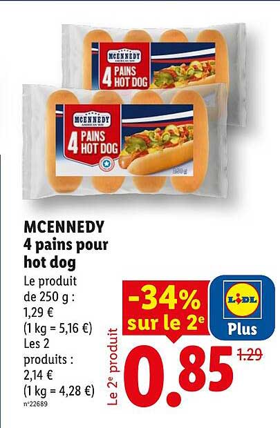 MCENNEDY 4 pains pour hot dog