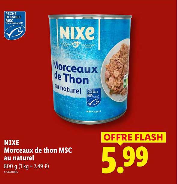 NIXE Morceaux de thon MSC au naturel