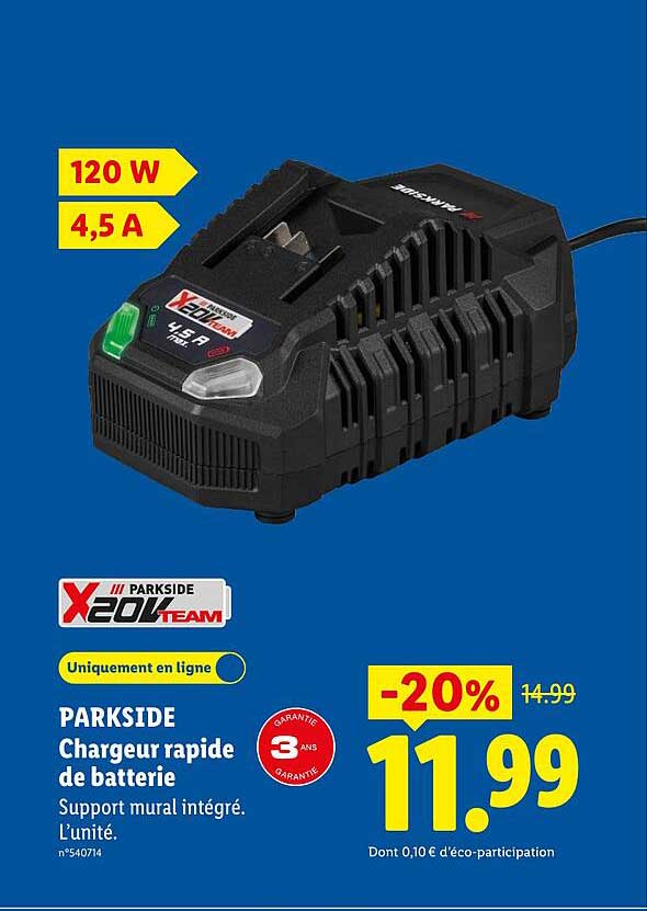 PARKSIDE Chargeur rapide de batterie