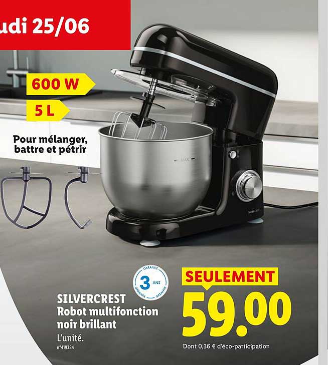 SILVERCREST Robot multifonction noir brillant