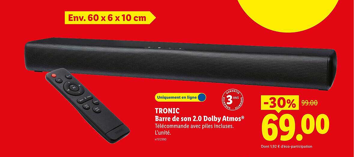 TRONIC Barre de son 2.0 Dolby Atmos®