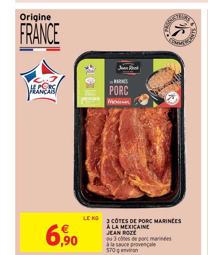 3 côtes de porc marinées à la mexicaine jean rozé
