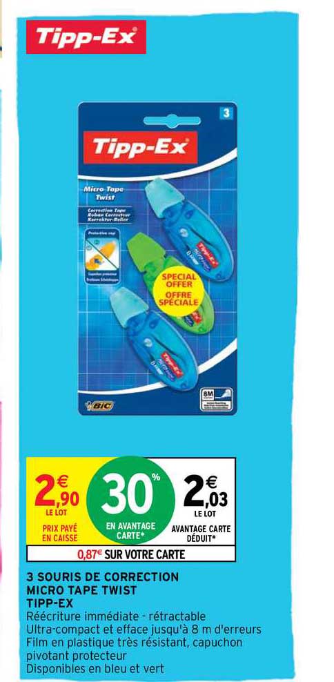 3 souris de correction micro tape twist tipp-ex