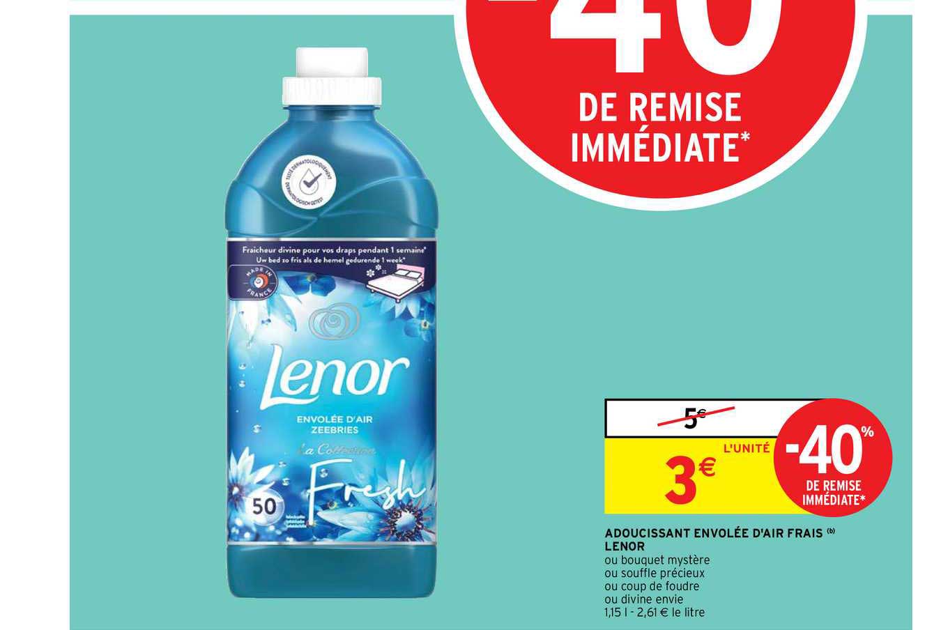 adoucissant envolée d'air frais lenor