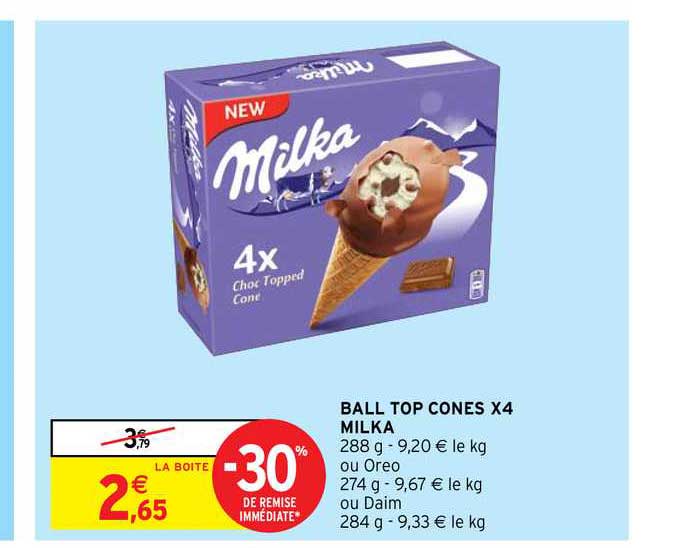 Ball Top Cones X4 Milka