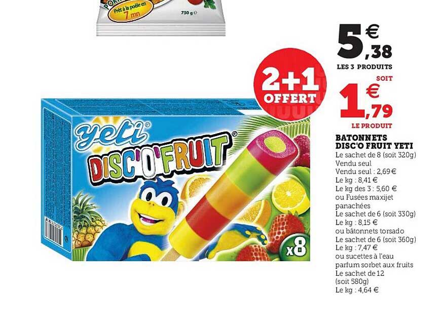 bâtonnets disc'o fruit yeti