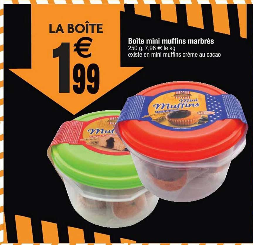 boîte mini muffins marbrés