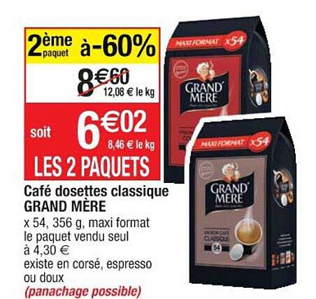 café dosettes classique grand mère