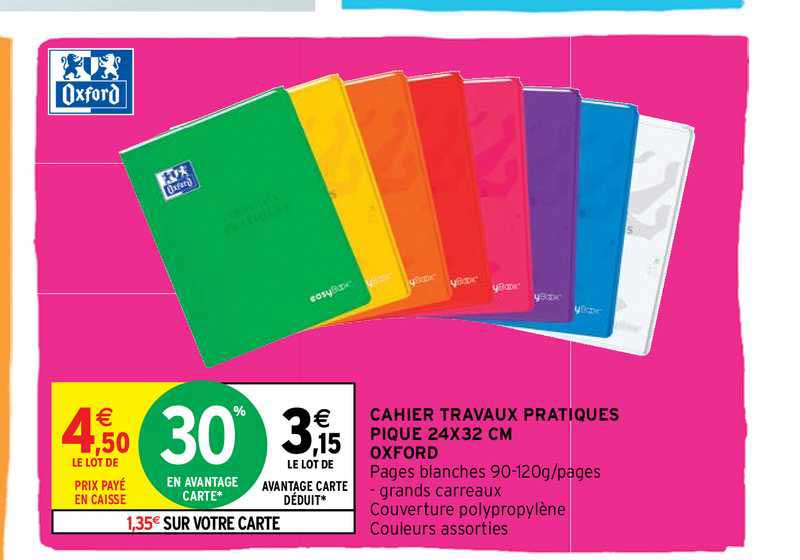 cahier travaux pratiques pique 24 x 32 cm oxford