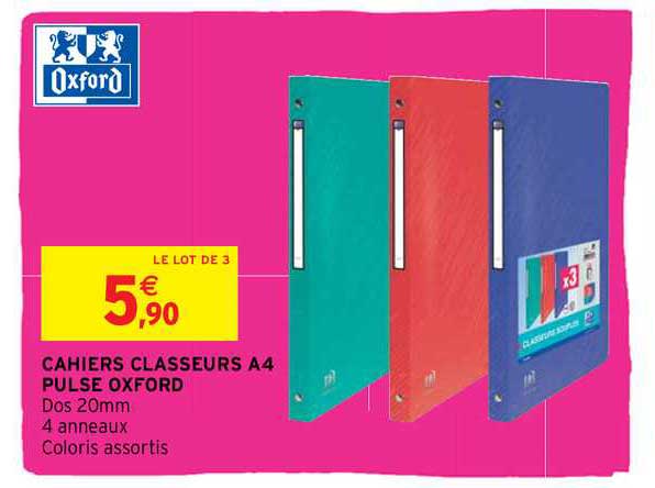 Cahiers Classeurs A4 Pulse Oxford