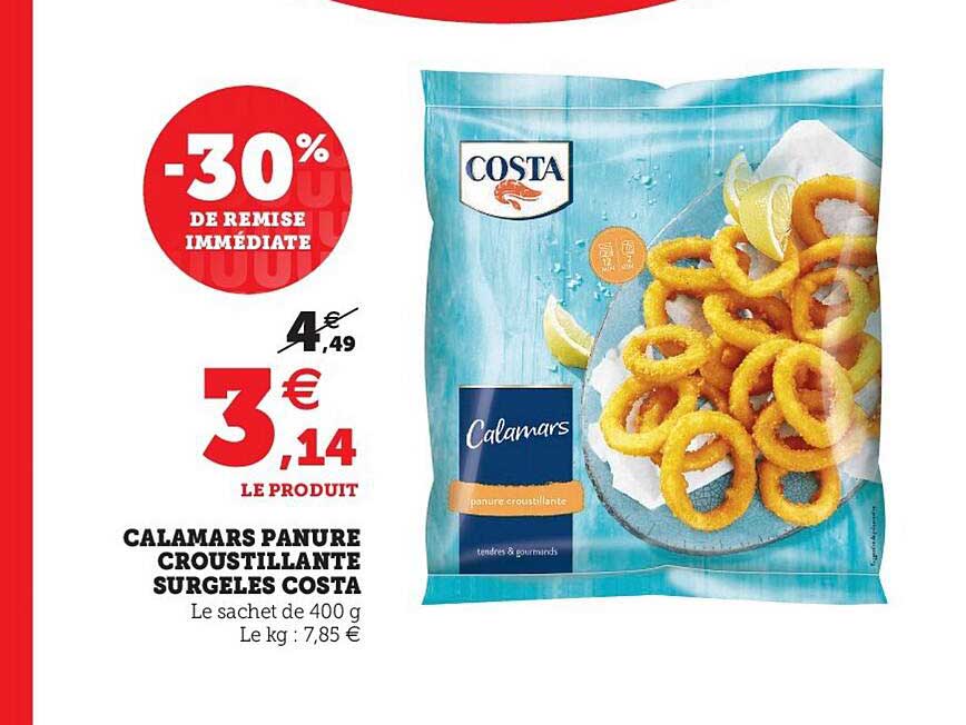 calamars panure croustillante surgelés costa