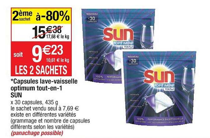 capsules lave-vaisselle optimum tout-en-1 sun