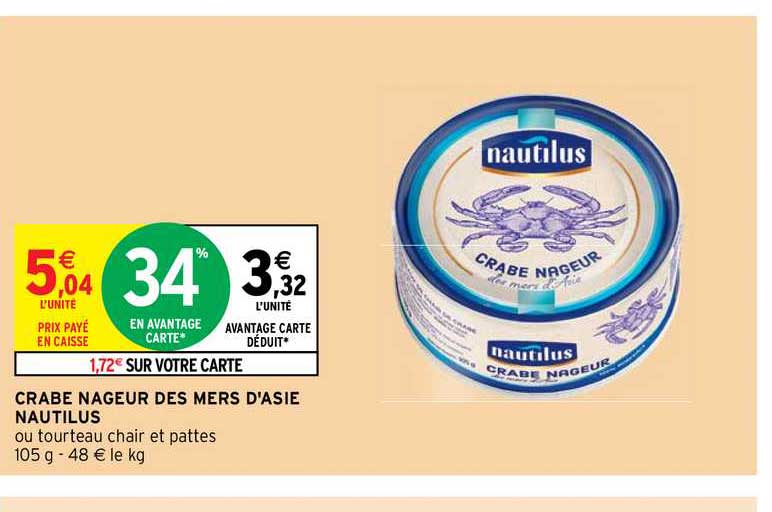 crabe nageur des mers d'asie nautilus