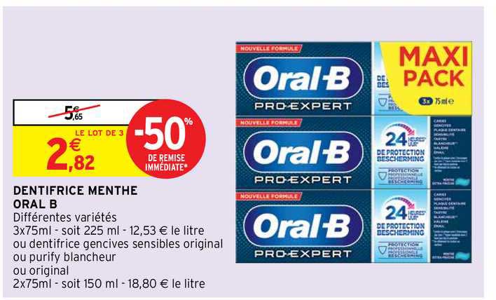 dentifrice menthe oral b