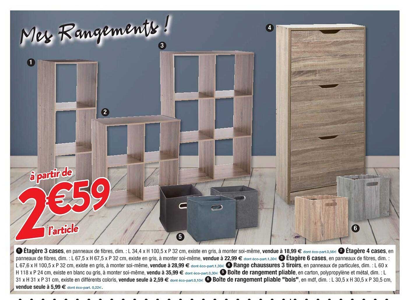 étagère 3 Cases, étagère 4 Cases, étagère 6 Cases, Range Chaussures 3 Tiroirs, Boîte De Rangement Pliable "bois"