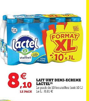 Lait Uht Demi-écrémé Lactel