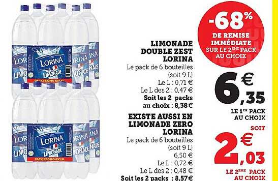 limonade double zest lorina, existe aussi en limonade zéro lorina