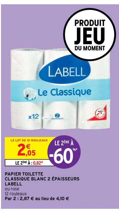 papier toilette classique blanc 2 épaisseurs labell