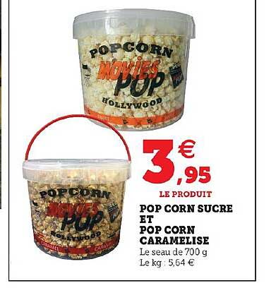pop corn sucré et pop corn caramélisé