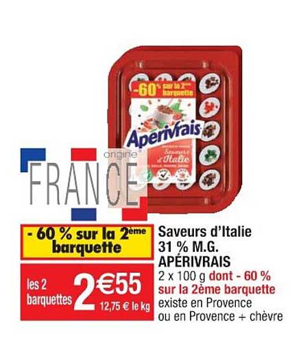 saveurs d'italie 31% m.g. apérivrais