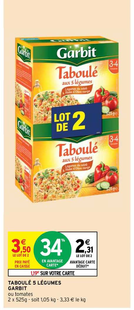 Taboulé 5 Légumes Garbit