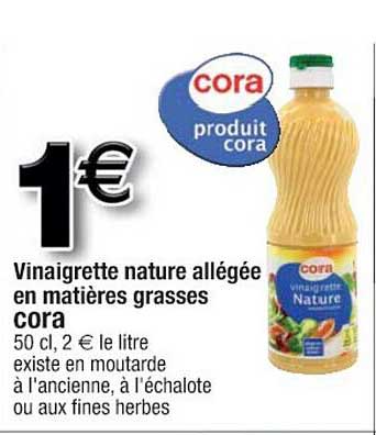 vinaigrette nature allégée en matières grasses cora