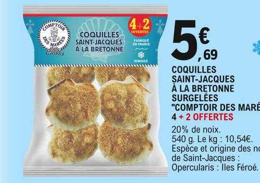 coquilles saint-jacques à la bretonne surgelées "comptoir des marées