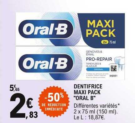 dentifrice maxi pack "oral b"
