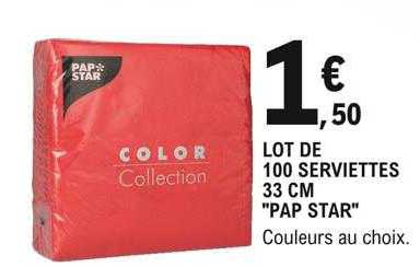 lot de 100 serviettes 33 cm "pap star"