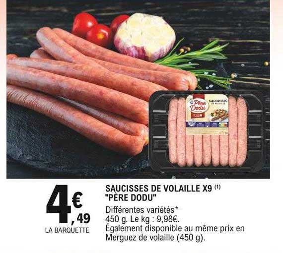 saucisses de volaille x9 "père dodu"