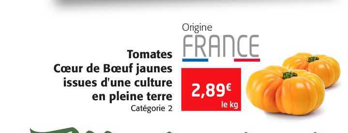tomates cœur de boeuf jaunes issues d'une culture en pleine terre