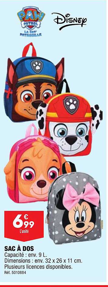 sac à dos paw patrol, disney
