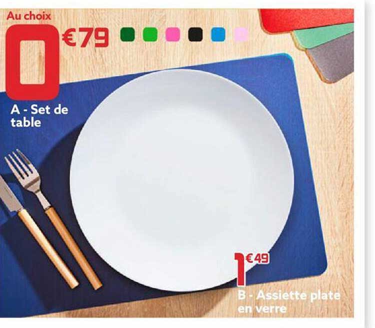 Set De Table, Assiette Plate En Verre