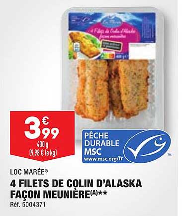 4 filets de colin d'alaska façon meunière loc marée