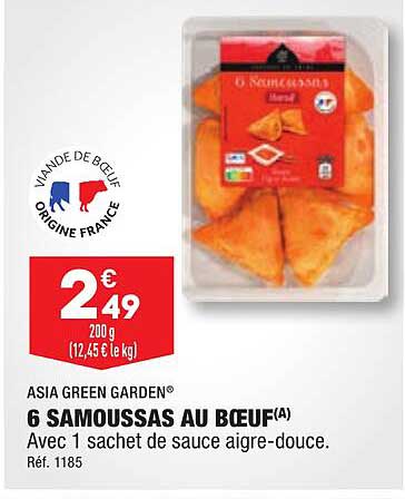 6 samoussas au bœuf asia green garden