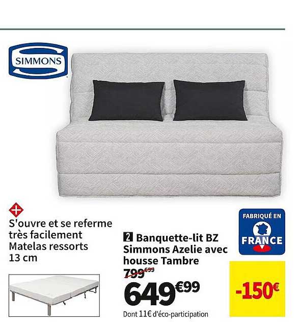 banquette-lit bz simmons azelie avec housse tambre