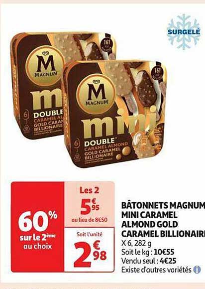 bâtonnets magnum mini caramel almond gold caramel billionaire