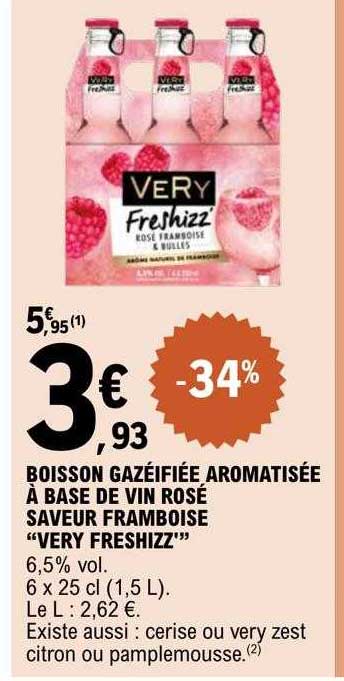 boisson gazéifiée aromatisée à base de vin rosé saveur framboise "very freshizz"