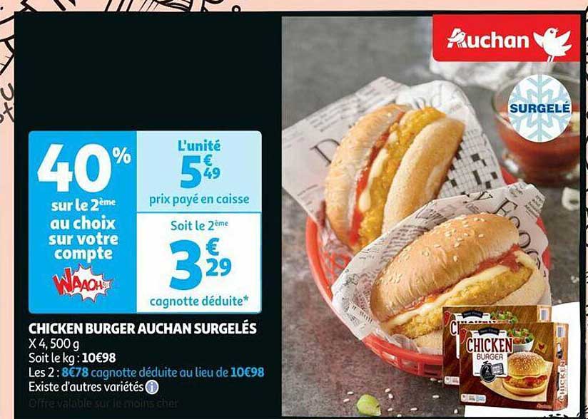 chicken burger auchan surgelés