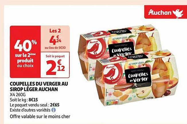 Coupelles Du Verger Au Sirop Léger Auchan
