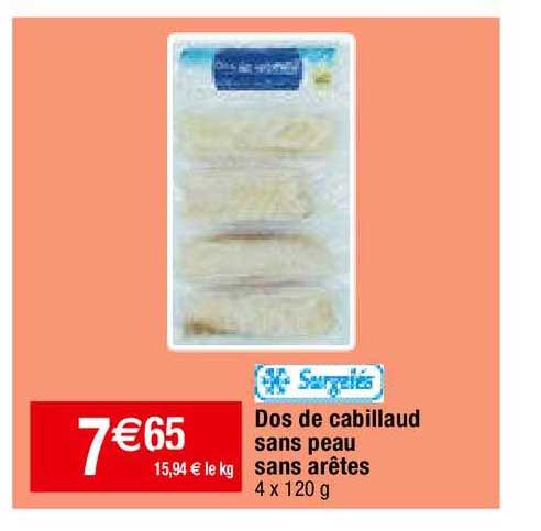 dos de cabillaud sans peau sans arêtes