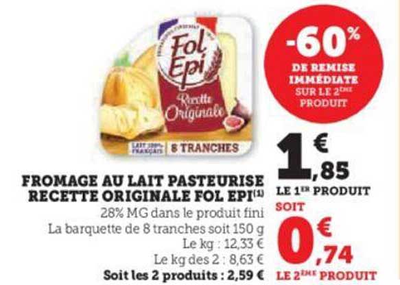 fromage au lait pasteurisé recette originale fol épi