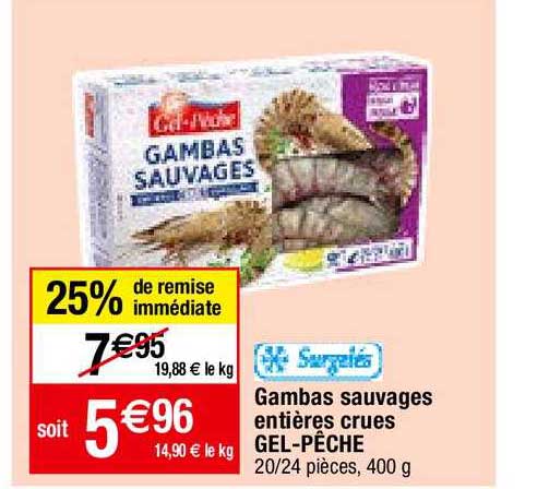 gambas sauvages entières crues gel-pêche