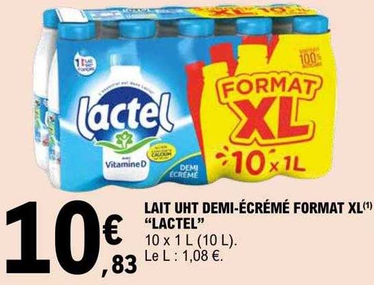 lait uht demi-écrémé format xl "lactel"