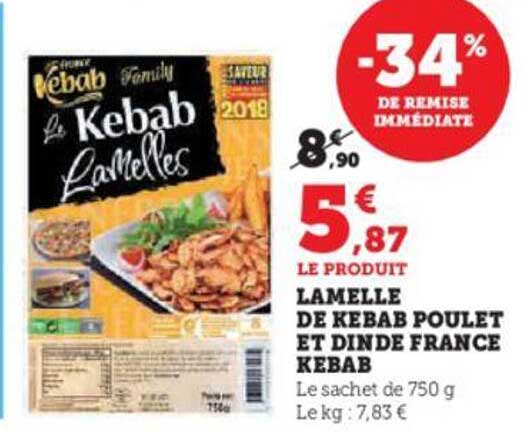lamelle de kebab poulet et dinde france kebab