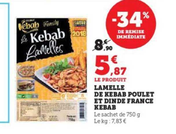 lamelle de kebab poulet et dinde france kebab