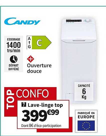 lave-linge top candy